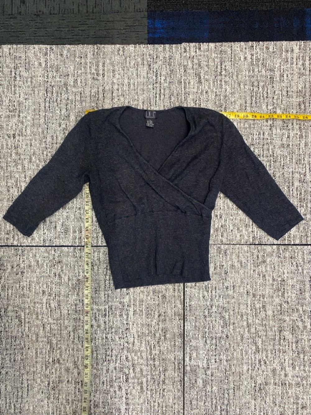 BKE Charcoal Wrap-Front Knit Top